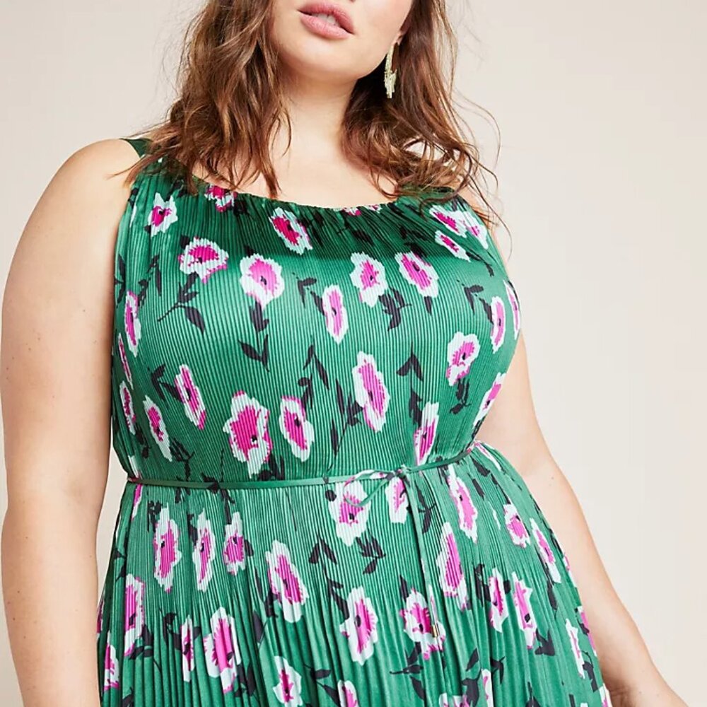 Anthropologie Mireille Pleated Floral Dress – Plus 2X